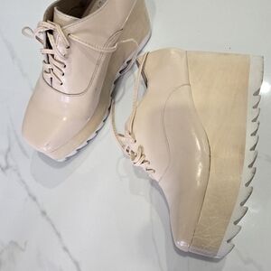 Mimosa shoes wood platform in soft pink. Size 6